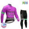Set Wielershirt Lange Mouw + Fietsbroek Lang 2017 Astana Pro Team Kids N003 Winter Thermal Fleece